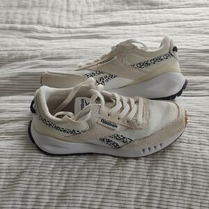 Reebok Women's Off-White & Beige Sneakers with Leopard Accent
